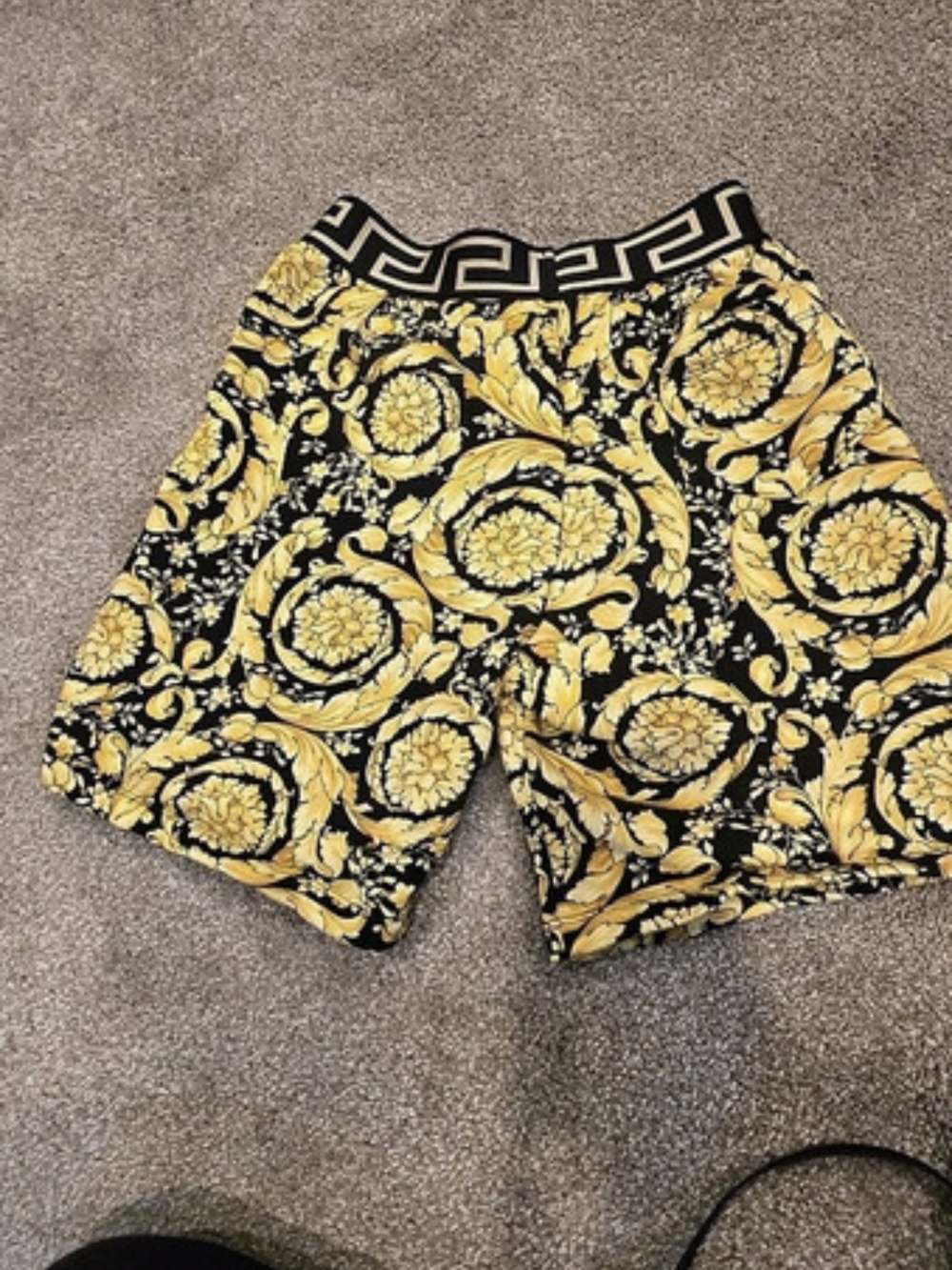 Versace Kids Barocco Print Cotton Sweatshorts Black & Gold Medium